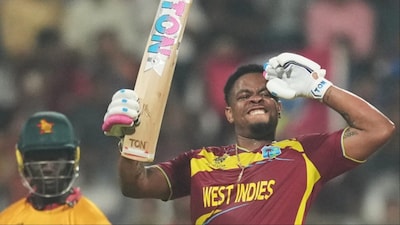 Shimron Hetmyer breaks his own record of scoring fastest 50 for West Indies in T20 World Cup. (Picture Credit: AP)
