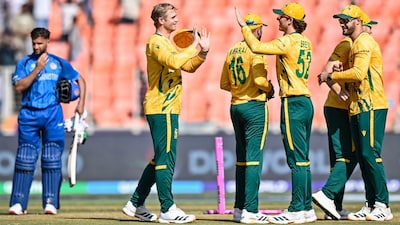 South Africa pulled off an escape unlike ever before, downing Afghanistan in the second Super Over at the 2026 T20 World Cup (Credit: AFP)