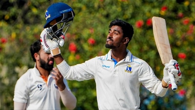 Sudip Gharami celebrates after scoring 100. (Picture Credit: PTI)