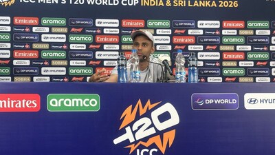 Suryakumar Yadav addressing the pre-match presser in Mumbai
