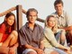 The cast of television's "Dawson's Creek" poses for a photo in 1997. From left to right are Katie Holmes, James Van Der Beek, Michelle Williams, and Joshua Jackson. (Credits: Warner Bros.)