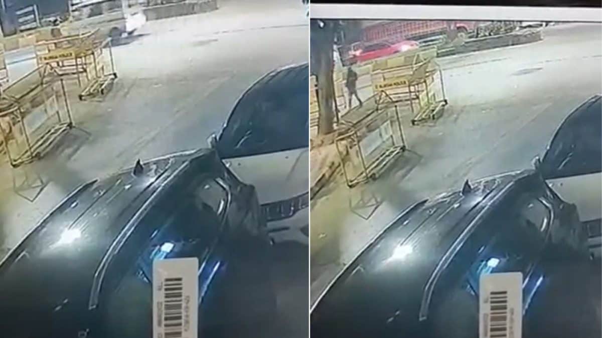 CCTV Captures Man Firing Shots Outside Rohit Shetty’s Mumbai Residence | Video