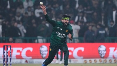 Pakistan's Usman Tariq bowls during the second T20 cricket match between Pakistan and Australia, in Lahore, Pakistan, Saturday, Jan. 31, 2026. (AP Photo/K.M. Chaudary)