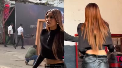 Nia Sharma stuns in an all-black outfit.