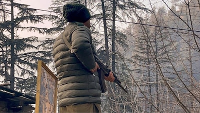A security officer during a search operation to track down and neutralise terrorists, in Jammu and Kashmir's Kishtwar district. (Image: PTI)