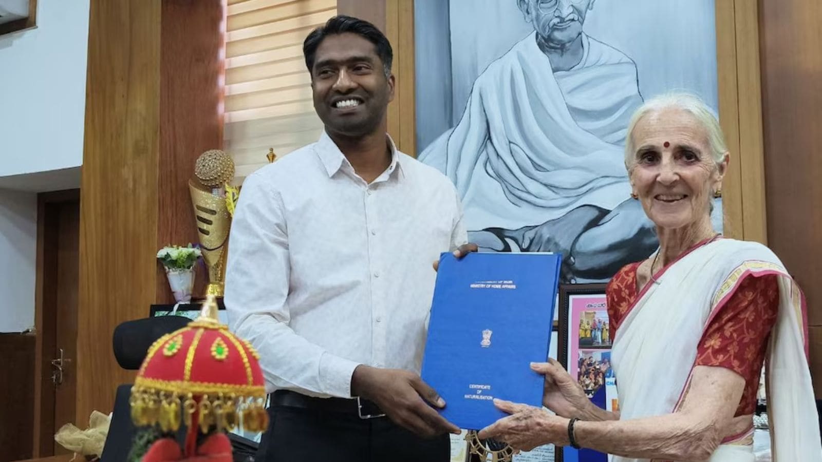 The citizenship certificate was presented by Thrissur District Collector Arjun Pandian. He explained that Pepita had applied for citizenship in 2024 after completing more than 50 years of residence in India. “She has been staying here for over 50 years, and she applied for Indian citizenship in 2024. By citizenship acquired by naturalisation, we hand over the certificate today,” he said.