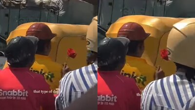 The clip playfully shows how even gridlock can create a chance encounter.