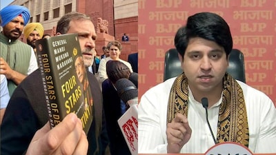 Congress leader Rahul Gandhi and BJP's Shehzad Poonawalla | PTI Image