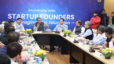The participant startups included Arivihan, Fermi AI, Khare.AI, Seekho, SpeakX, SuperKalam, SuperNova, Vedantu , ConveGenius, and Virohan. (Dharmendra Pradhan/X)
