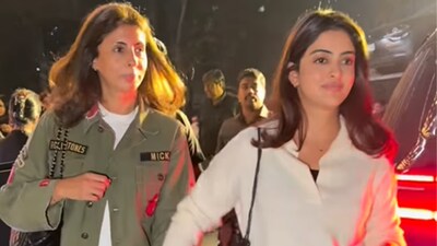 Navya acted like the ideal daughter at the screening.(Photo Credit : Instagram)