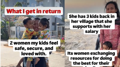 The woman says her children feel safe and loved, as if they have two caring aunts.