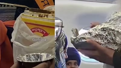 The man expressed his joy after being served the langar. (Photo Credit: Instagram/punjabaccess)