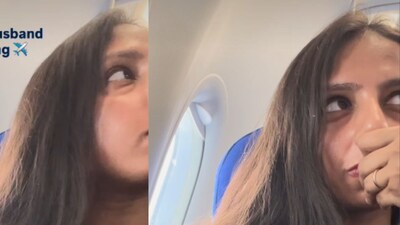 The woman is seen seated in the first row of the aircraft with her husband. (Photo Credit: Instagram/mahimaa_agarwal)