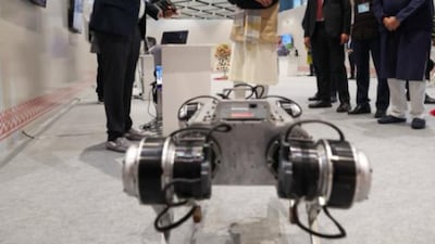 The quadruped robot can climb stairs, avoid obstacles and move autonomously.