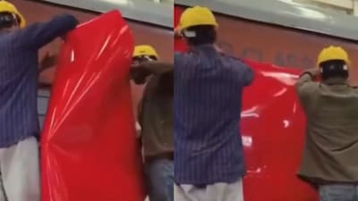 Vinyl wrapping began during Mamata Banerjee’s tenure as Railway Minister. (Photo Credit: X/@ImAbhishek7_)