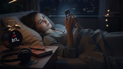 The blue light emitted by screens suppresses the production of melatonin, the hormone responsible for regulating sleep. (AI Image)