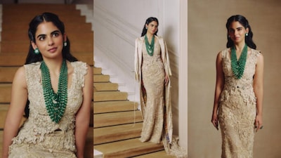 Isha Ambani Is A Modern Maharani In Custom Anamika Khanna Look And Statement Emeralds