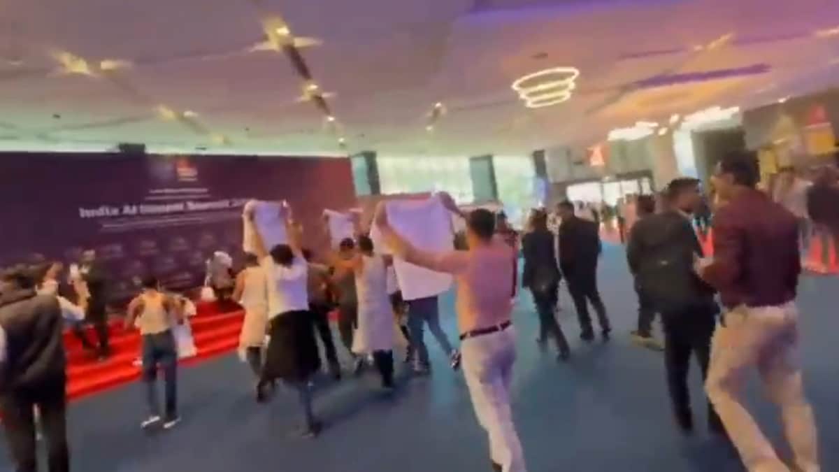 Indian Youth Congress Protests At AI Summit