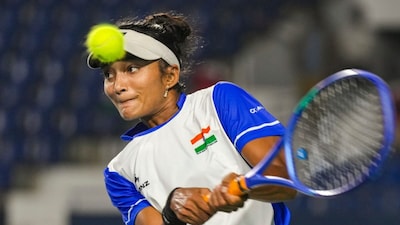 Sahaja Yamalapalli in action at the Billie Jean King Cup (Picture credit: PTI)