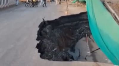 Portion of a bridge on NH 45 collapsed in Jabalpur. (PTI)