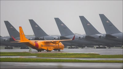 US military planes on the tarmac of Lajes air base. (Reuters)