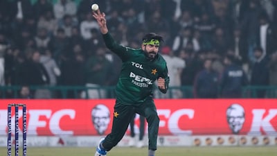 Pakistan's Usman Tariq bowling with his unique action (AP)