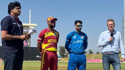 Afghanistan Vs West Indies Live Cricket Score, T20 World Cup 2026 Warm-up match: Stay updated with AFG vs WI Ball by Ball Match Updates and Live Scorecard from Bengaluru. (Picture Credit: X/@ACBofficials)