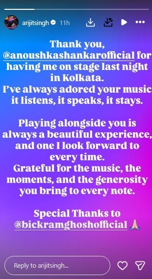 Arijit Singh's Instagram story
