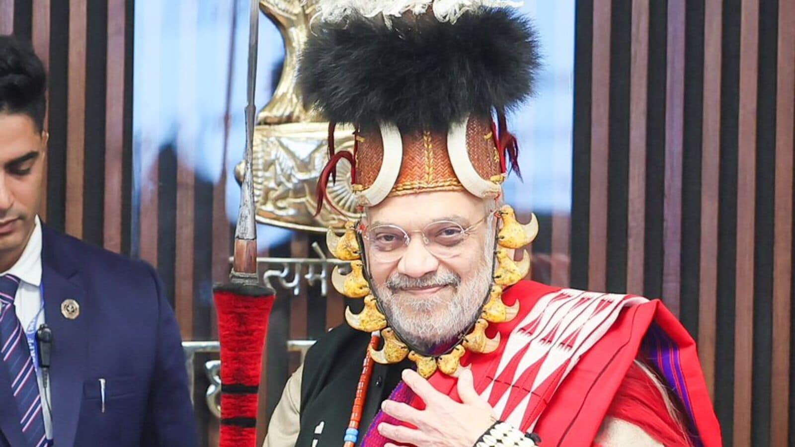 Home Minister Amit Shah in a traditional Naga outfit. (Image: PIB)