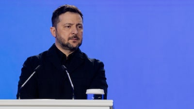 Ukraine's President Volodymyr Zelenskyy attends a press conference in Kyiv. (AFP photo)