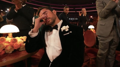 Bad Bunny made huge strides at the Grammys 2026. His reaction, though, caught the fancy of X users who turned his emotional display upon winning on the big night an iconic meme. (Screengrab / X)