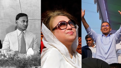 Ziaur Rahman (left), Khaleda Zia (centre), Tarique Rahman (right). (Image: AP)