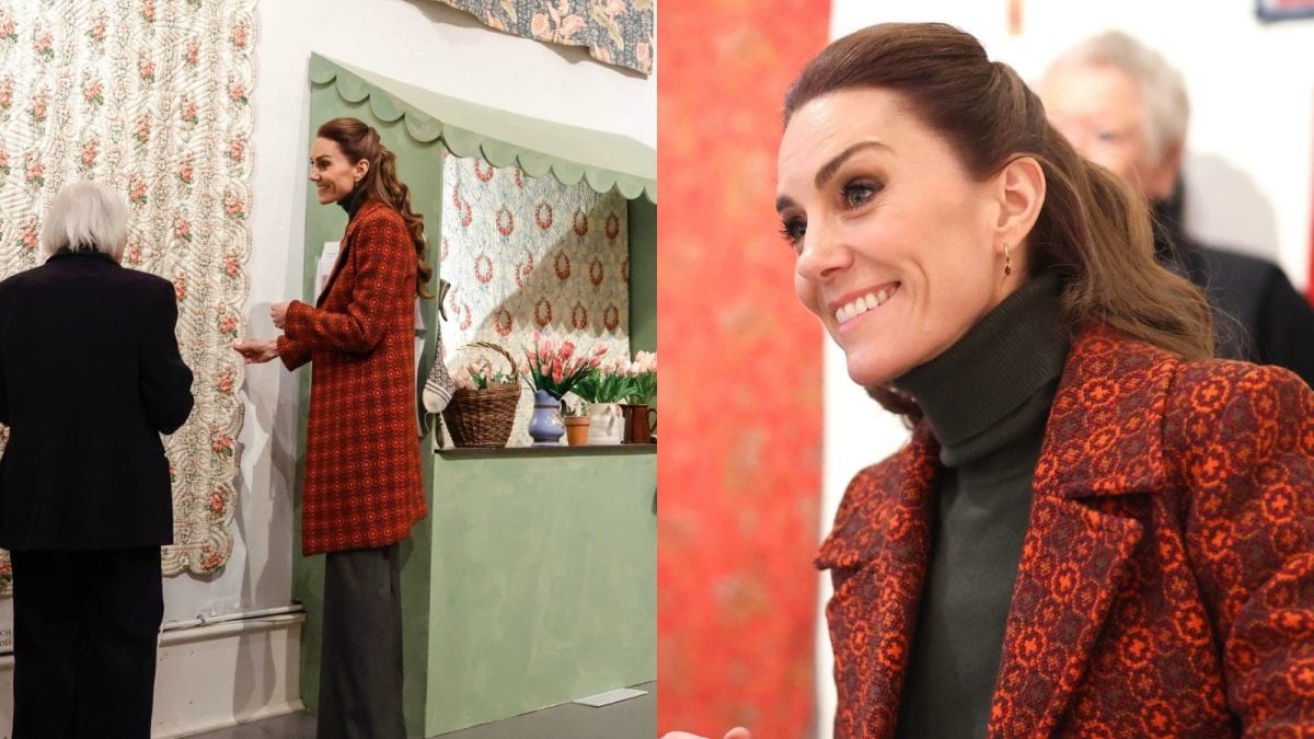 Kate Middleton Keeps It Classic In Vintage Wool Coat, Olive Pants For Welsh Mill Visit