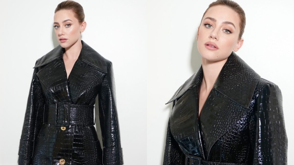 Lili Reinhart Looks Cools In A Crocodile Skin Black Patou Trenchcoat At Paris