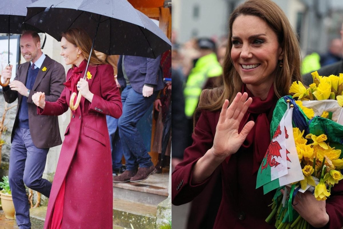 Catherine, Princes Of Wales, Looks Resplendent In Monochrome Burgundy Outfit