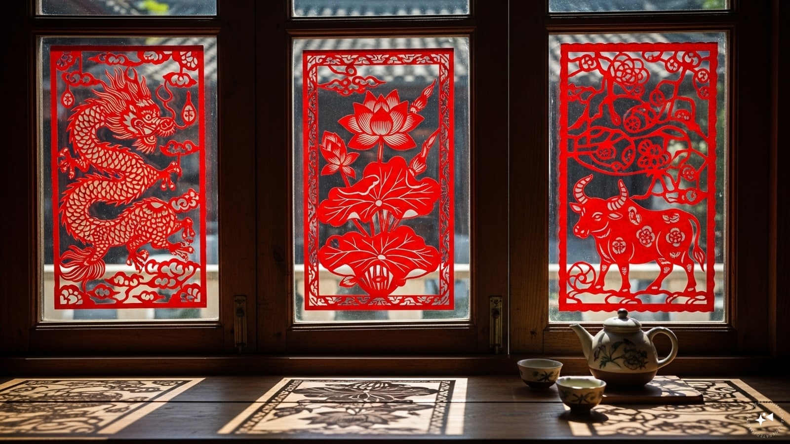 Paper Cuttings: Decorate windows with traditional Chinese paper cuttings featuring symbols like dragons, flowers, or zodiac animals. They add artistic charm while inviting blessings and positive energy. This DIY activity also makes home décor personal and culturally significant.