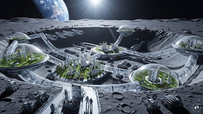 Elon Musk has claimed SpaceX is focused on building a “self-growing city” on the Moon within the next decade. (AI generated image)