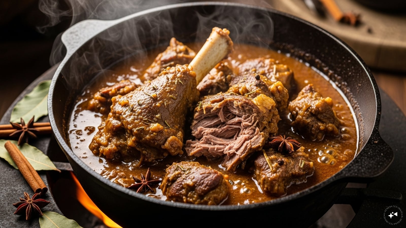 Simmer again for 35 to 40 minutes until the mutton turns soft. Simmer again for 35 to 40 minutes until the mutton turns soft.