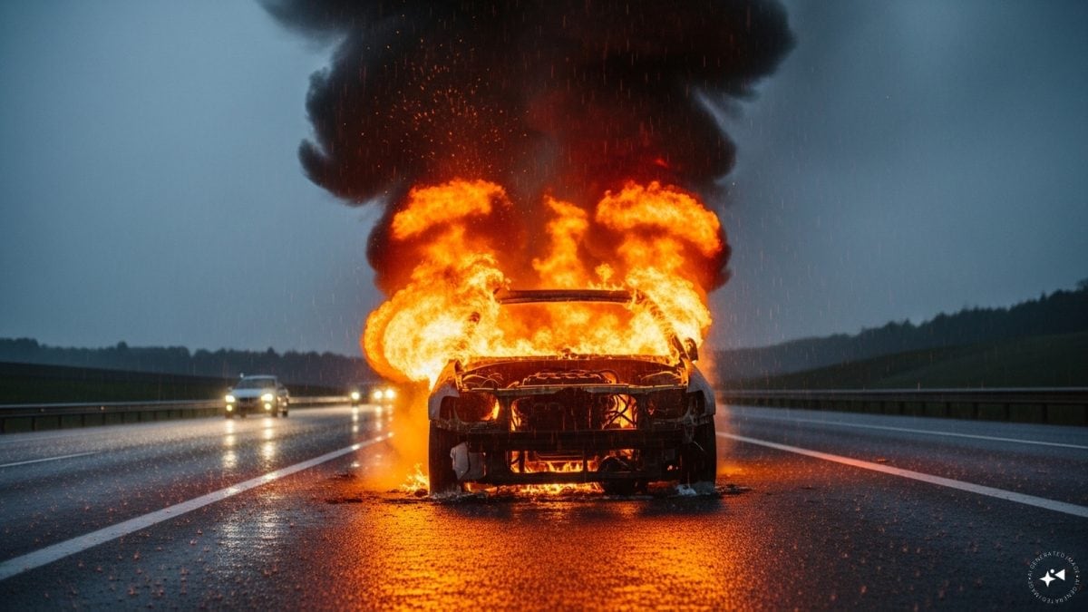 Car Carrying Doctor Couple Catches Fire In Maharashtra’s Beed, No Casualties