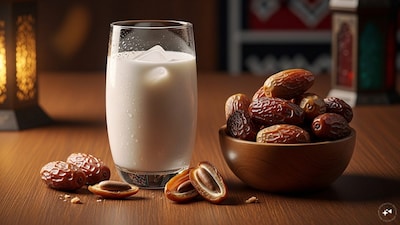 Milk and Dates: A traditional iftar staple, pairing milk with dates is both hydrating and nourishing. Milk replenishes fluids and provides protein, while dates offer natural sugars for quick energy. This combination is gentle on the stomach after a long fast.