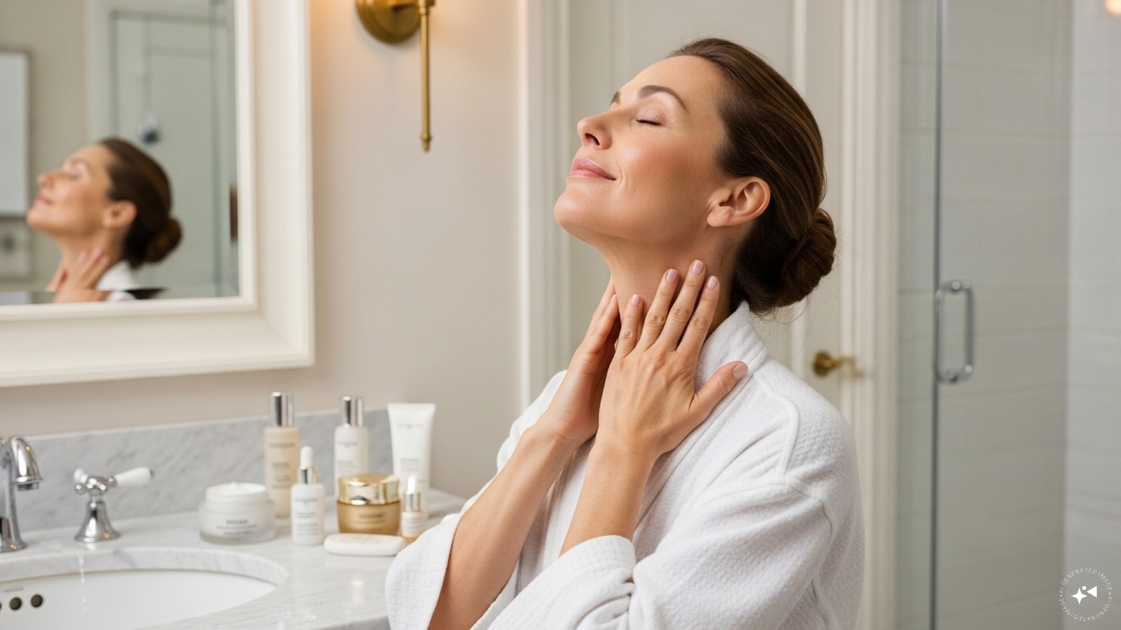 9. Step 8: Neck CareDon’t forget your neck! Massage upward from the collarbone to the jawline. This keeps the skin firm and prevents sagging, while also improving circulation.