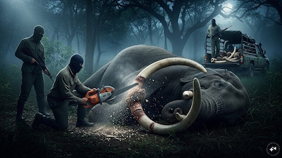 Poojappura police probe theft of two elephant tusks worth over Rs 2 crore from Pangode Military Camp in Thiruvananthapuram.  (AI Image)