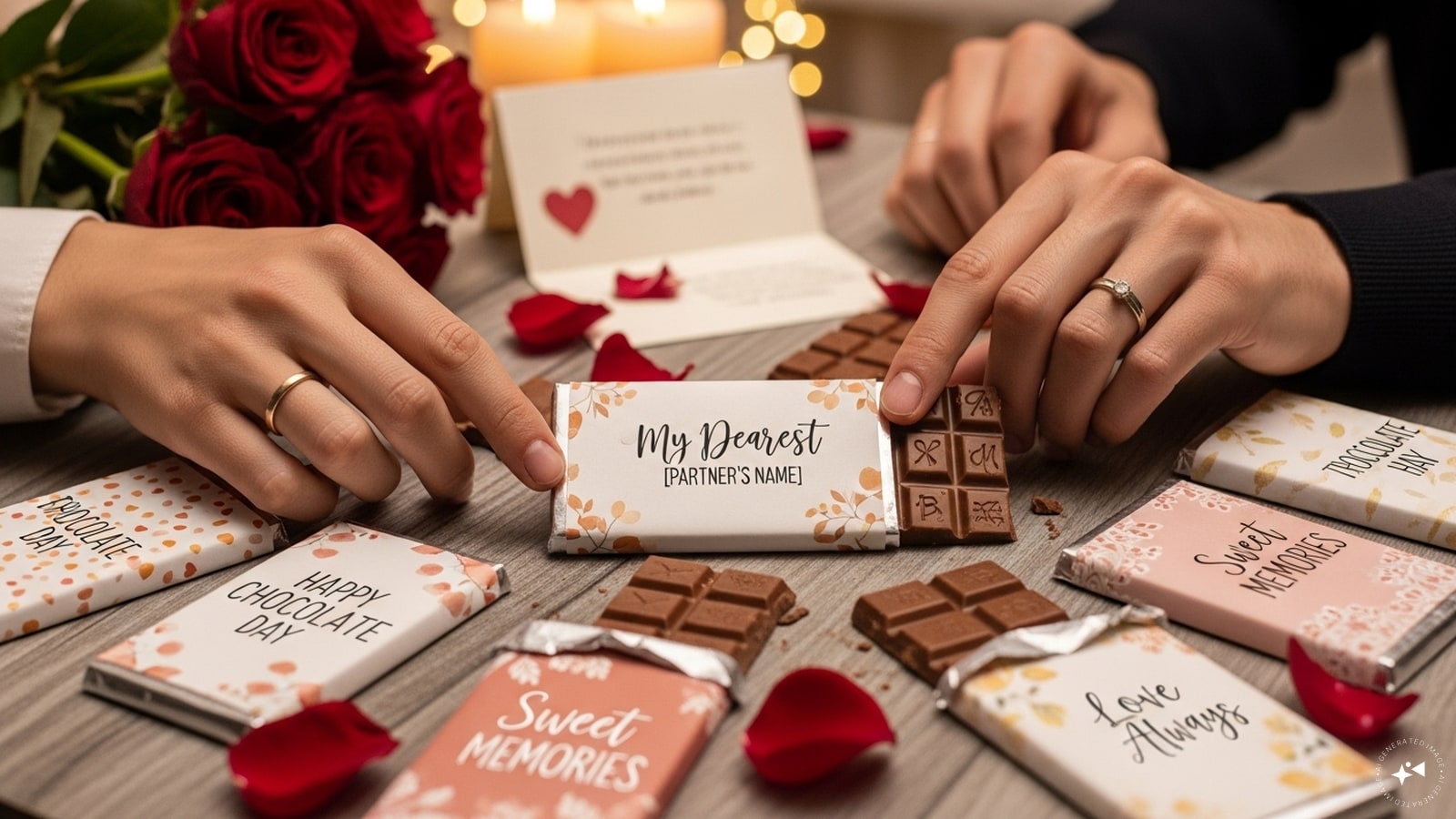  Personalized Chocolate Bars: Personalized chocolate bars add an emotional touch to gifting. Custom wrappers, names, or messages turn simple treats into keepsakes, making your partner feel truly special while combining sweetness with sentiment and lasting memories on Chocolate Day and beyond, romantically celebrated.