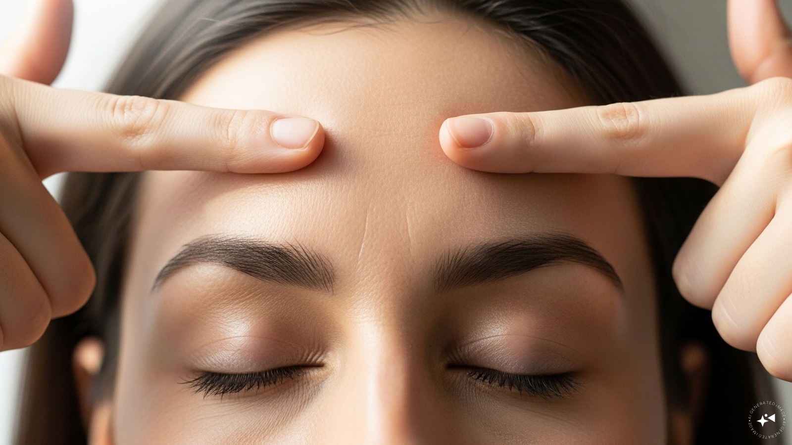 7. Step 6: Forehead SmoothingPlace your fingers in the center of your forehead and sweep outward toward the temples. Repeat several times. This helps smooth fine lines and relieves tension from frowning or screen time.