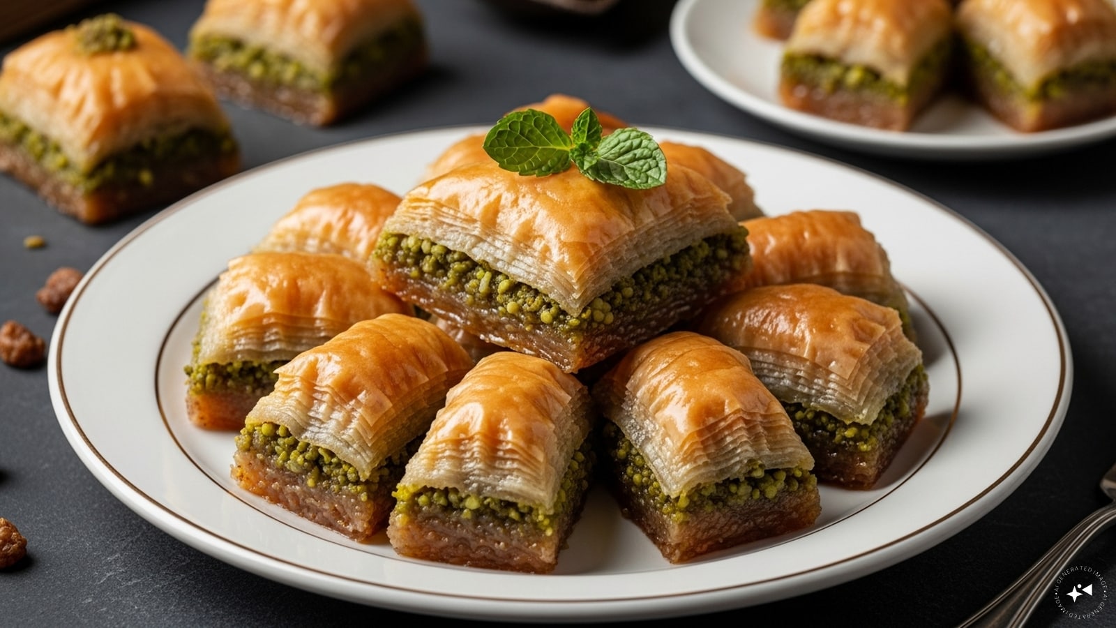 Baklava: This globally beloved pastry consists of dozens of paper-thin phyllo sheets brushed with clarified butter. Packed with crushed pistachios, walnuts, or cashews and soaked in honey or orange blossom syrup, it provides a dense, flaky, and intensely sweet energy boost.