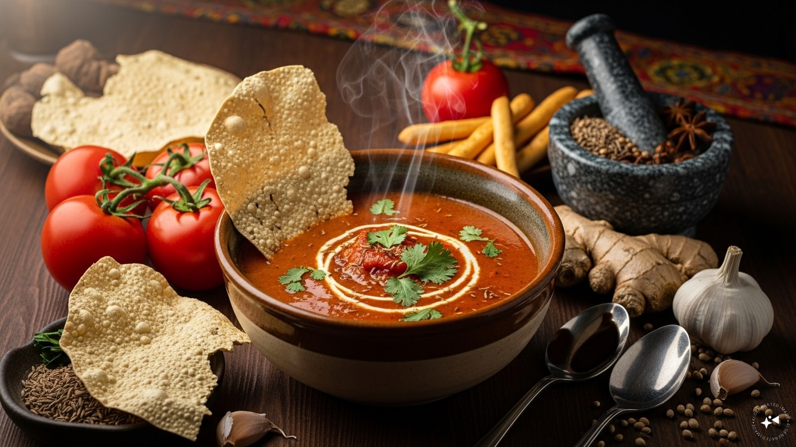 Tomato Shorba: Shorba, derived from Middle Eastern cuisine, has been embraced in India with regional variations. Tomato shorba is a tangy, spiced soup made with ripe tomatoes, ginger, garlic, and aromatic spices like cumin and coriander. Unlike Western tomato soup, it’s thinner and more fragrant, often served with crispy papad or breadsticks. Its bright flavor makes it a refreshing starter and a great palate cleanser. Tomato Shorba: Shorba, derived from Middle Eastern cuisine, has been embraced in India with regional variations. Tomato shorba is a tangy, spiced soup made with ripe tomatoes, ginger, garlic, and aromatic spices like cumin and coriander. Unlike Western tomato soup, it’s thinner and more fragrant, often served with crispy papad or breadsticks. Its bright flavor makes it a refreshing starter and a great palate cleanser.