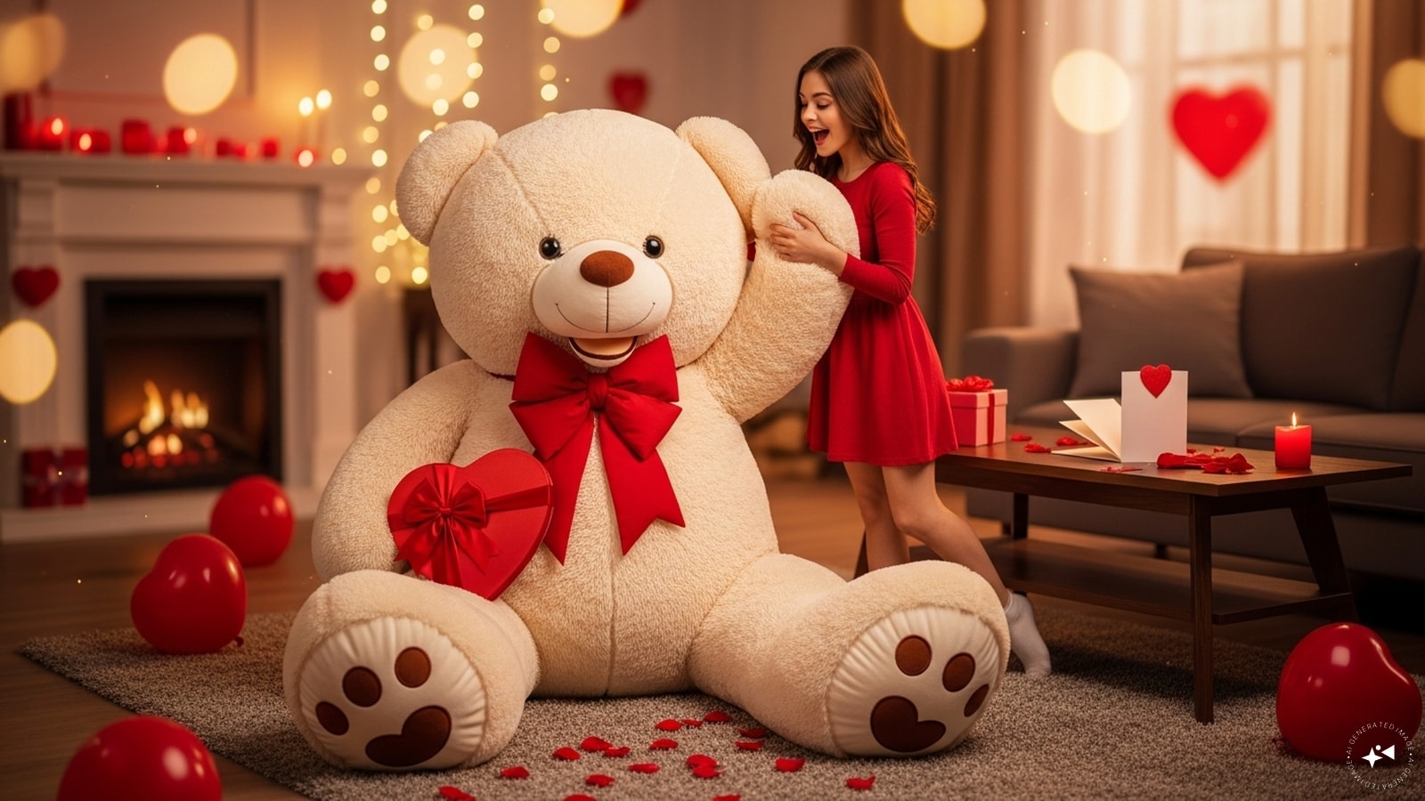 Giant Teddy Hug: Go big with an oversized teddy that’s taller than your Valentine! It’s playful, dramatic, and guarantees endless cuddles.