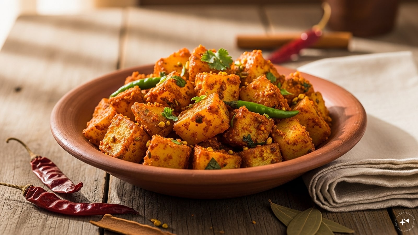 Aloo Ke Gutke (Uttarakhand): A popular Pahadi snack from the Kumaon region, these boiled potatoes are sautéed in mustard oil with "Jakhya" (wild Himalayan seeds) for a unique crunch. Seasoned with red chili and turmeric, it is a simple yet bold mountain delicacy.