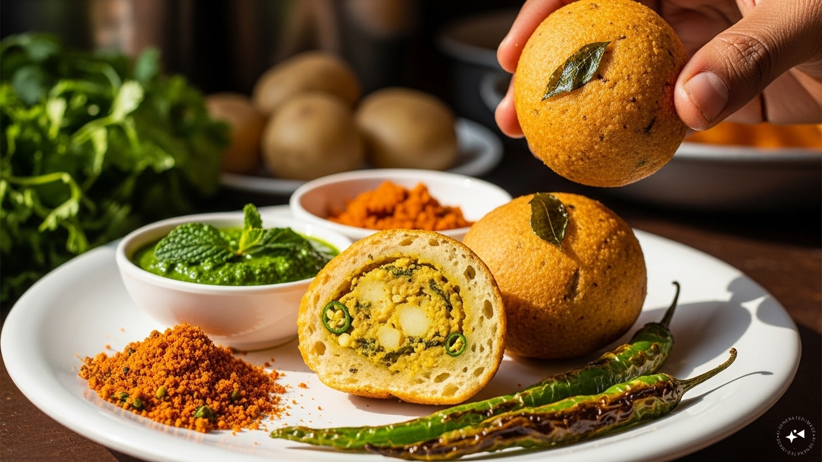 Batata Vada (Maharashtra): A quintessential Mumbai street food, these are spiced mashed potato balls dipped in a gram flour batter and deep-fried until golden. Served with spicy chutneys and a fried green chili, they are the soul of the legendary Vada Pav burger.