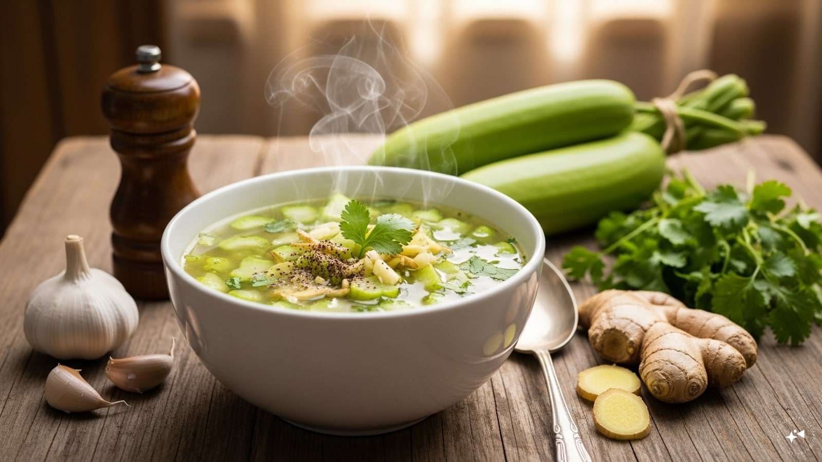 Bottle Gourd Soup: Bottle gourd, or lauki, is often underrated, but when simmered into a soup with ginger, garlic, and black pepper, it becomes a soothing dish. Lauki soup is light, low in calories, and excellent for digestion. It’s commonly recommended in Ayurvedic diets for its cooling properties. A sprinkle of coriander leaves adds freshness, making it a wholesome choice for detox days. Bottle Gourd Soup: Bottle gourd, or lauki, is often underrated, but when simmered into a soup with ginger, garlic, and black pepper, it becomes a soothing dish. Lauki soup is light, low in calories, and excellent for digestion. It’s commonly recommended in Ayurvedic diets for its cooling properties. A sprinkle of coriander leaves adds freshness, making it a wholesome choice for detox days.